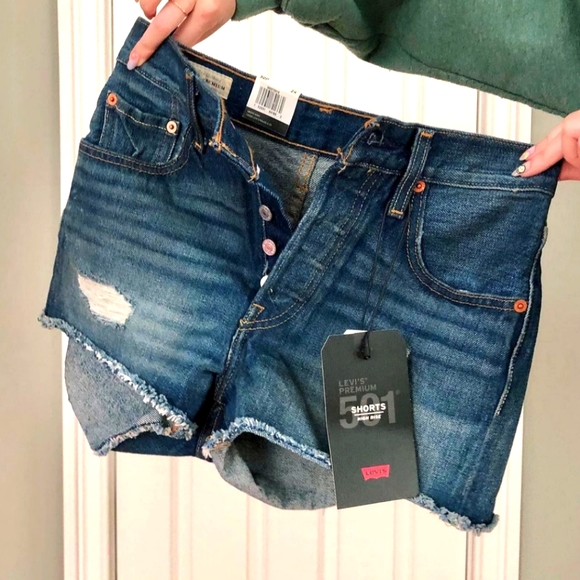 Levi’s 501 High Rise Denim Shorts Sz 25 - Picture 3 of 5